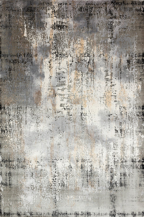 Gri Soyut Modern Etnik Desenli Halı  | Makinada Yıkanabilir | Hav Toz Vermez | Leke Tutmayan | Kaymaz Taban | Dijital Makine Baskı | Salon Yolluk Mutfak Halısı