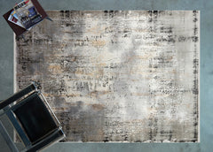 Gri Soyut Modern Etnik Desenli Halı  | Makinada Yıkanabilir | Hav Toz Vermez | Leke Tutmayan | Kaymaz Taban | Dijital Makine Baskı | Salon Yolluk Mutfak Halısı