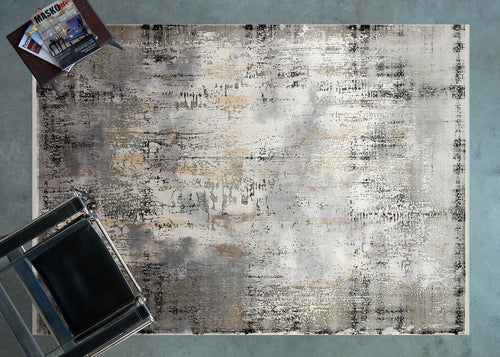 Gri Soyut Modern Etnik Desenli Halı  | Makinada Yıkanabilir | Hav Toz Vermez | Leke Tutmayan | Kaymaz Taban | Dijital Makine Baskı | Salon Yolluk Mutfak Halısı