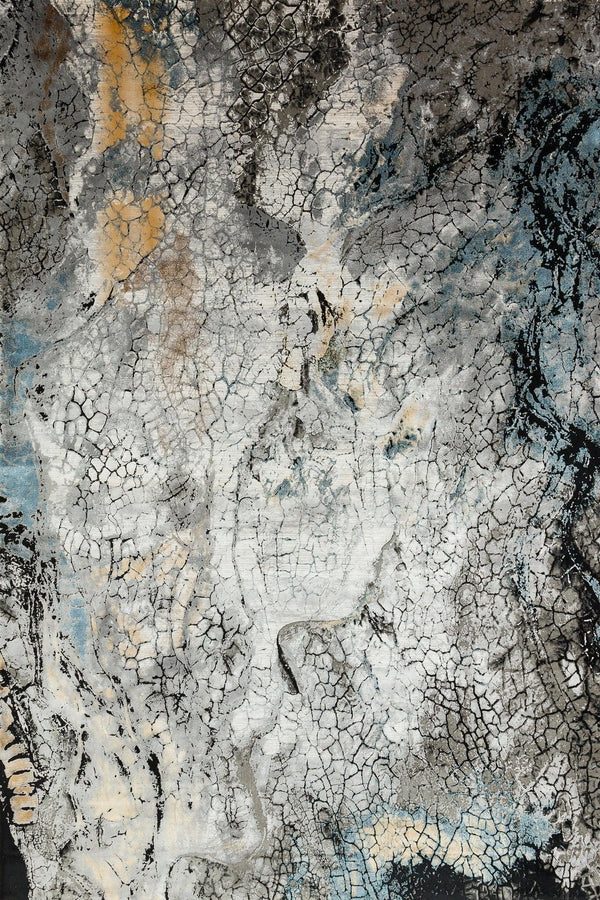 Gri Mavi Mermer Modern Halı - Yıkanabilir - Kaymaz Taban - Pati Dostu