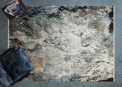 Mavi Modern Modern Etnik Desenli Halı  | Makinada Yıkanabilir | Hav Toz Vermez | Leke Tutmayan | Kaymaz Taban | Dijital Makine Baskı | Salon Yolluk Mutfak Halısı