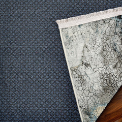 Mavi Modern Modern Etnik Desenli Halı  | Makinada Yıkanabilir | Hav Toz Vermez | Leke Tutmayan | Kaymaz Taban | Dijital Makine Baskı | Salon Yolluk Mutfak Halısı