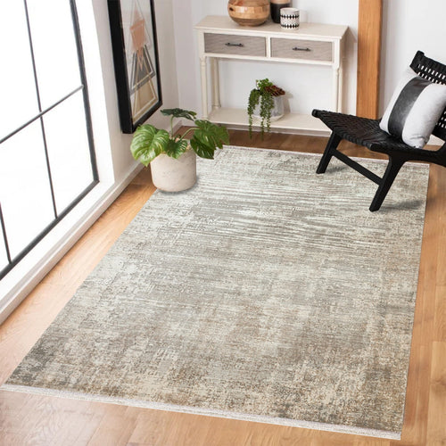 Krem Soyut Modern Etnik Desenli Halı  | Makinada Yıkanabilir | Hav Toz Vermez | Leke Tutmayan | Kaymaz Taban | Dijital Makine Baskı | Salon Yolluk Mutfak Halısı