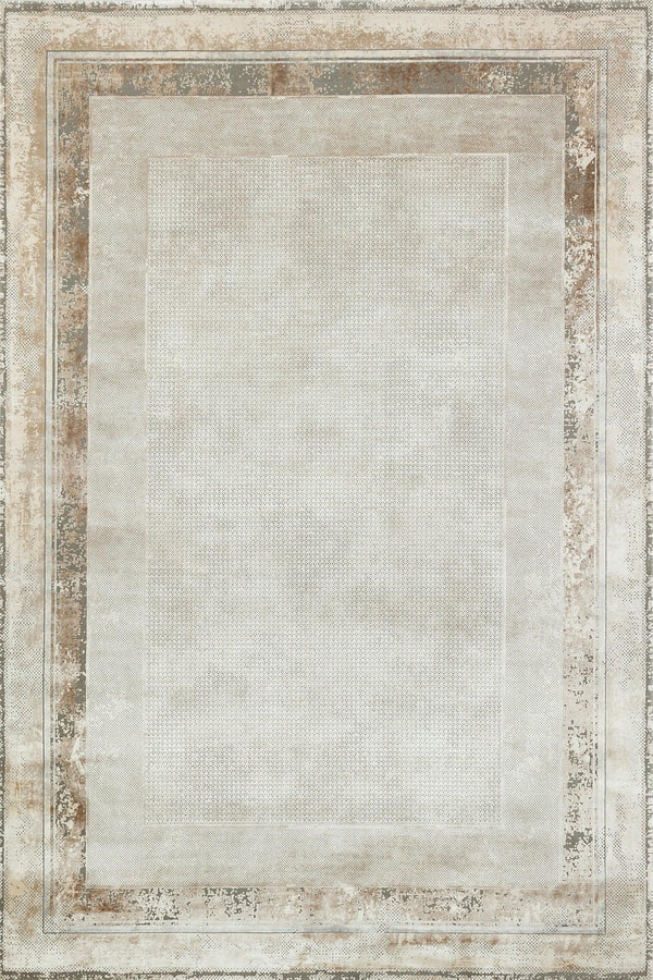 Gri Krem Eskitme Modern Halı - Yıkanabilir - Kaymaz Taban - Pati Dostu