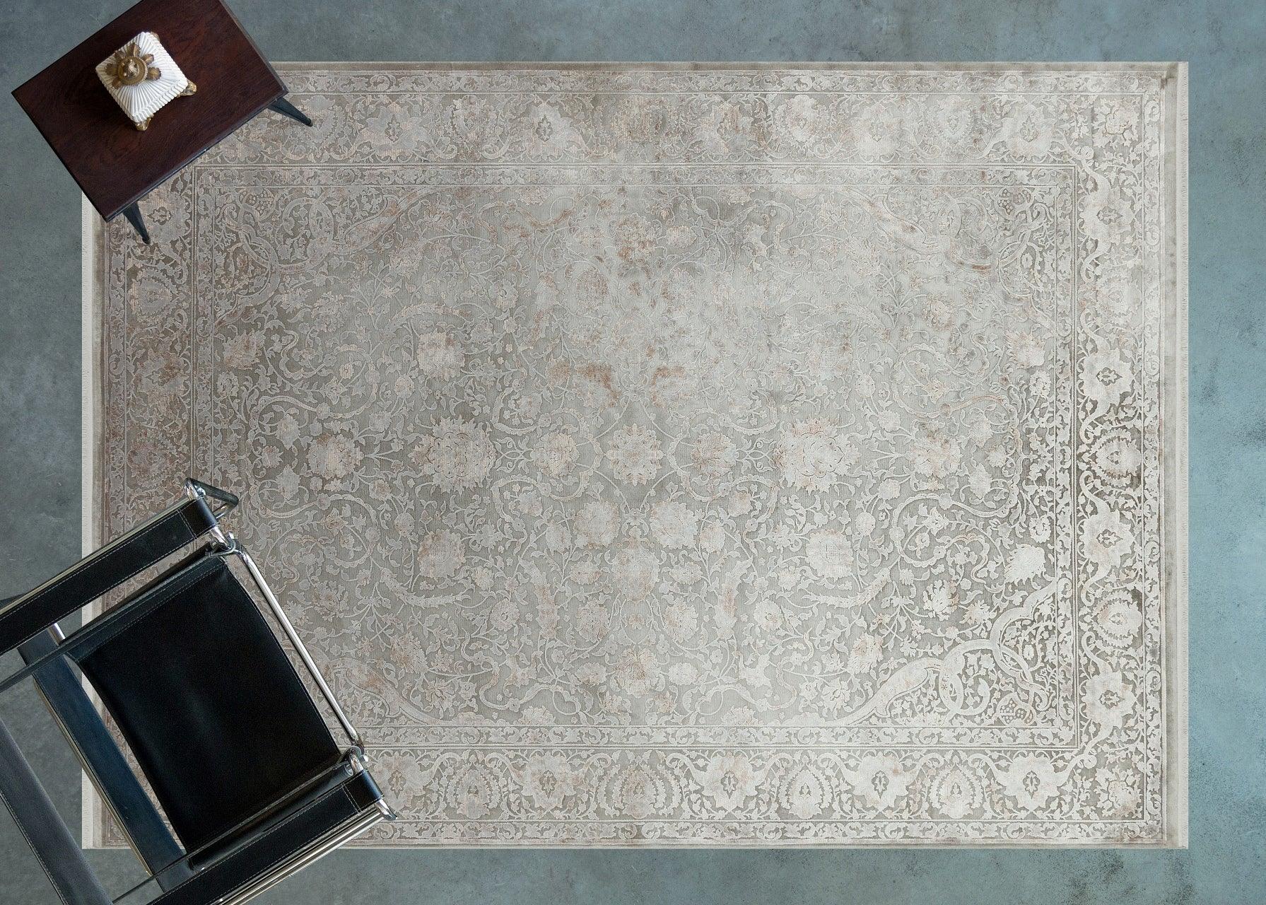 Gri Eskitme Modern Halı - Yıkanabilir - Kaymaz Taban - Pati Dostu