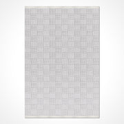 Beyaz Dokulu Geometrik Triko Halı - Pati Dostu - Toz Vermez
