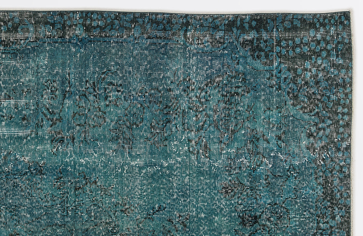 Tirena Turkuaz ve Antrasit Çiçek Desenli El Dokuma Halı 164x282 cm – detay görünümü