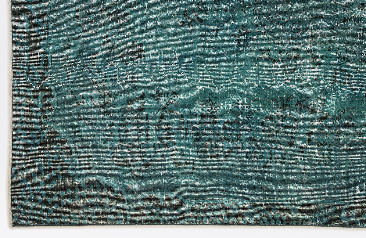 Tirena Turkuaz ve Antrasit Çiçek Desenli El Dokuma Halı 164x282 cm – detay görünümü