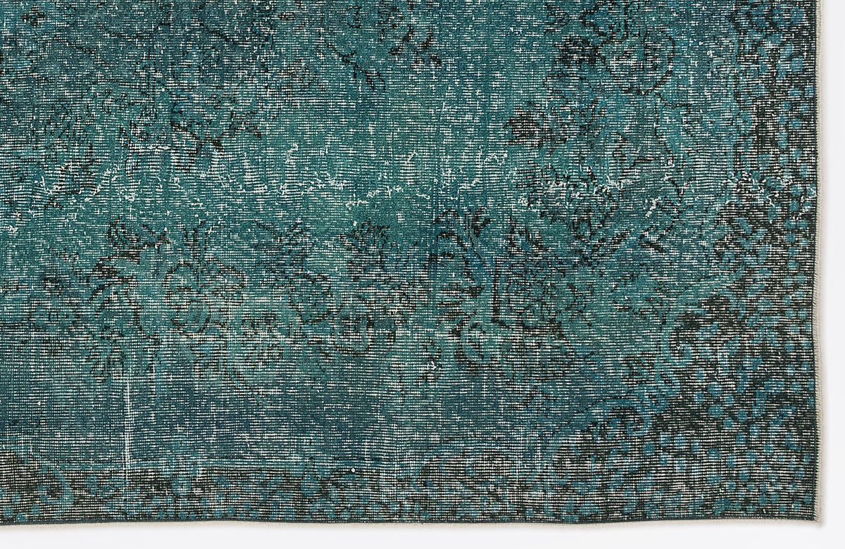 Tirena Turkuaz ve Antrasit Çiçek Desenli El Dokuma Halı 164x282 cm – detay görünümü