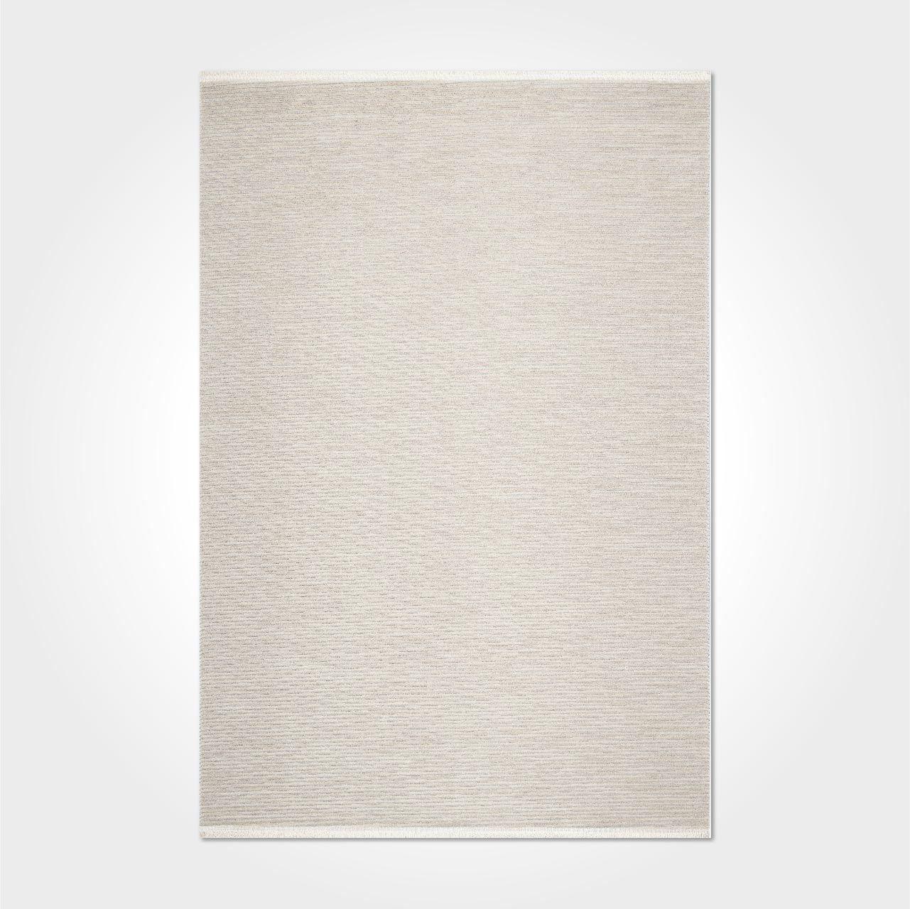 Krem Dokulu Minimalist Triko Halı - Pati Dostu - Toz Vermez