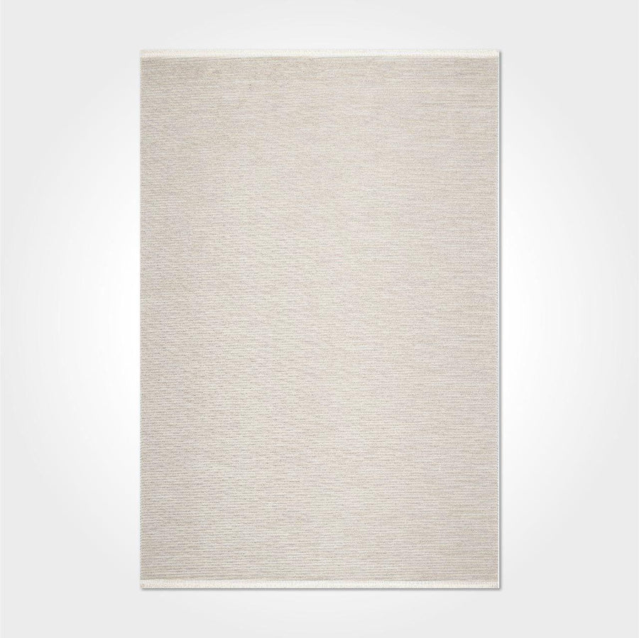 Krem Dokulu Minimalist Triko Halı - Pati Dostu - Toz Vermez