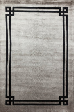 Gri Çerçeveli Modern Etnik Desenli Halı  | Makinada Yıkanabilir | Hav Toz Vermez | Leke Tutmayan | Kaymaz Taban | Dijital Makine Baskı | Salon Yolluk Mutfak Halısı