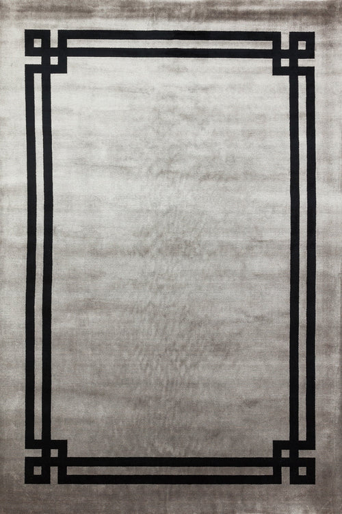 Gri Çerçeveli Modern Etnik Desenli Halı  | Makinada Yıkanabilir | Hav Toz Vermez | Leke Tutmayan | Kaymaz Taban | Dijital Makine Baskı | Salon Yolluk Mutfak Halısı