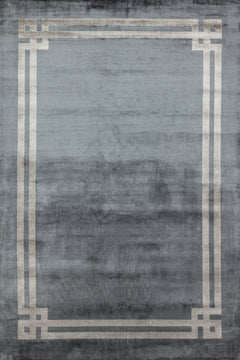 Antrasit Çerçeveli Modern Etnik Desenli Halı  | Makinada Yıkanabilir | Hav Toz Vermez | Leke Tutmayan | Kaymaz Taban | Dijital Makine Baskı | Salon Yolluk Mutfak Halısı