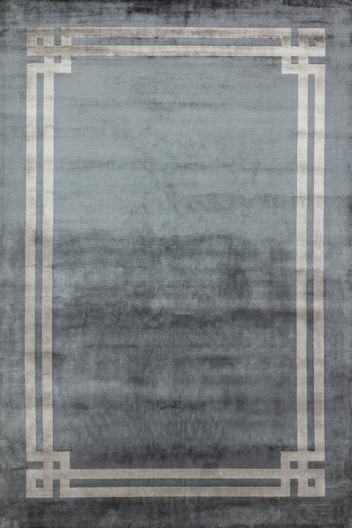 Antrasit Çerçeveli Modern Etnik Desenli Halı  | Makinada Yıkanabilir | Hav Toz Vermez | Leke Tutmayan | Kaymaz Taban | Dijital Makine Baskı | Salon Yolluk Mutfak Halısı