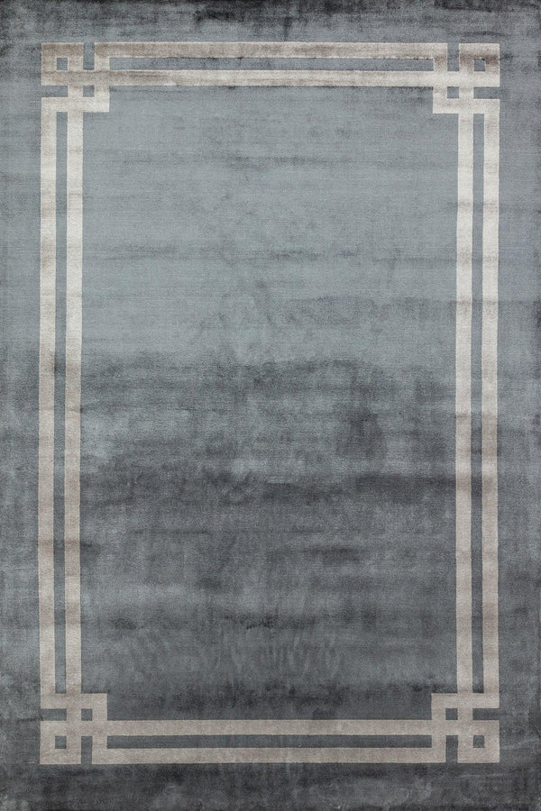 Beyaz Gri Bordürlü Modern Halı - Yıkanabilir - Kaymaz Taban - Pati Dostu