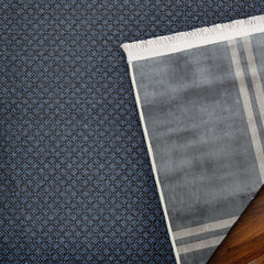 Antrasit Çerçeveli Modern Etnik Desenli Halı  | Makinada Yıkanabilir | Hav Toz Vermez | Leke Tutmayan | Kaymaz Taban | Dijital Makine Baskı | Salon Yolluk Mutfak Halısı