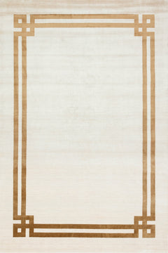 Altın Çerçeveli Modern Etnik Desenli Halı  | Makinada Yıkanabilir | Hav Toz Vermez | Leke Tutmayan | Kaymaz Taban | Dijital Makine Baskı | Salon Yolluk Mutfak Halısı