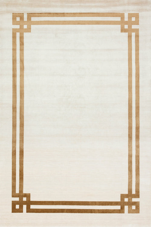 Altın Çerçeveli Modern Etnik Desenli Halı  | Makinada Yıkanabilir | Hav Toz Vermez | Leke Tutmayan | Kaymaz Taban | Dijital Makine Baskı | Salon Yolluk Mutfak Halısı