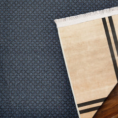 Siyah Çerçeveli Modern Etnik Desenli Halı  | Makinada Yıkanabilir | Hav Toz Vermez | Leke Tutmayan | Kaymaz Taban | Dijital Makine Baskı | Salon Yolluk Mutfak Halısı