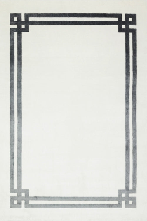 Siyah Çerçeveli Modern Etnik Desenli Halı  | Makinada Yıkanabilir | Hav Toz Vermez | Leke Tutmayan | Kaymaz Taban | Dijital Makine Baskı | Salon Yolluk Mutfak Halısı