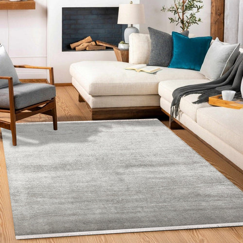 Gri Düz Modern Etnik Desenli Halı  | Makinada Yıkanabilir | Hav Toz Vermez | Leke Tutmayan | Kaymaz Taban | Dijital Makine Baskı | Salon Yolluk Mutfak Halısı