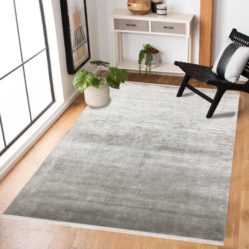 Gri Düz Modern Etnik Desenli Halı  | Makinada Yıkanabilir | Hav Toz Vermez | Leke Tutmayan | Kaymaz Taban | Dijital Makine Baskı | Salon Yolluk Mutfak Halısı