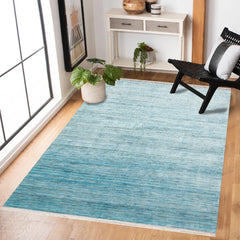 Mavi Düz Modern Etnik Desenli Halı  | Makinada Yıkanabilir | Hav Toz Vermez | Leke Tutmayan | Kaymaz Taban | Dijital Makine Baskı | Salon Yolluk Mutfak Halısı