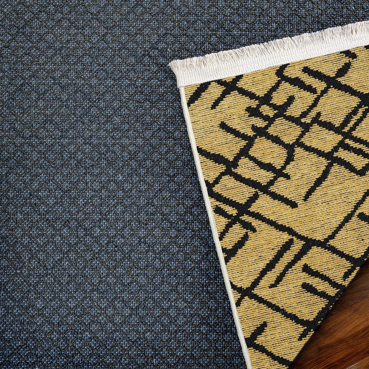 Antrasit Siyah Geometrik Minimalist Halı - Yıkanabilir - Kaymaz Taban - Pati Dostu