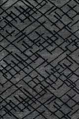 Dark Gray Black Modern Geometric Living Room Rug - Cotton