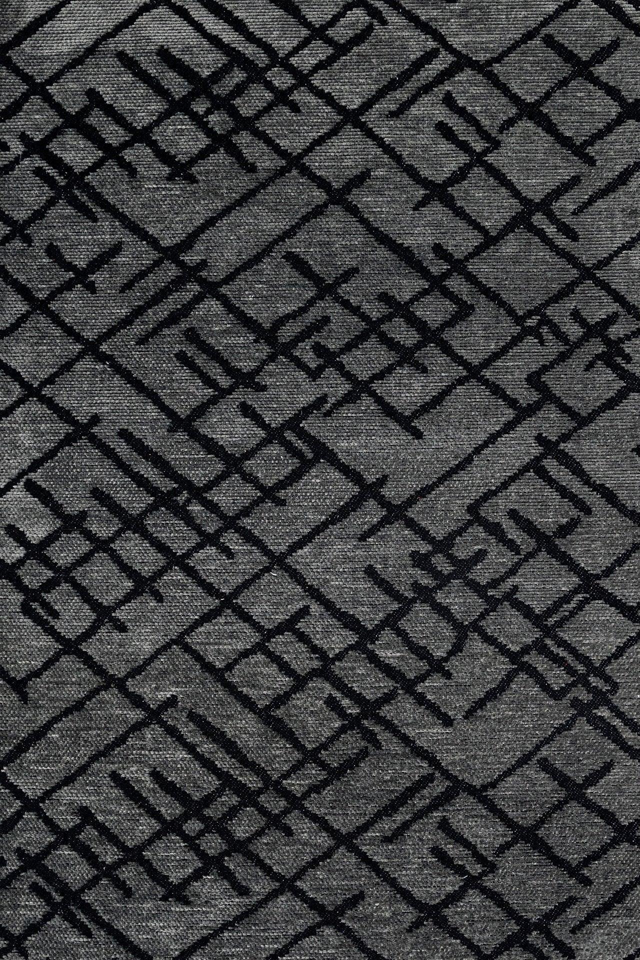 Antrasit Siyah Geometrik Minimalist Halı - Yıkanabilir - Kaymaz Taban - Pati Dostu