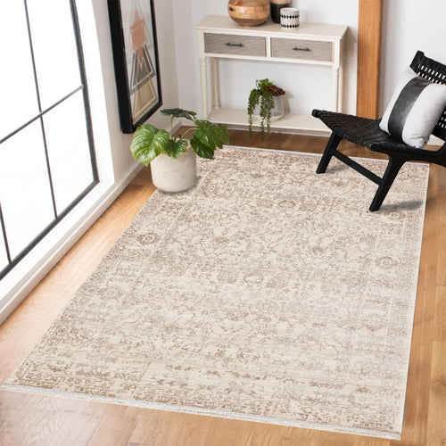 Kahverengi Klasik Modern Etnik Desenli Halı  | Makinada Yıkanabilir | Hav Toz Vermez | Leke Tutmayan | Kaymaz Taban | Dijital Makine Baskı | Salon Yolluk Mutfak Halısı