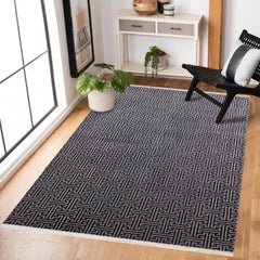 Koyu Mavi Geometrik Modern Etnik Desenli Halı  | Makinada Yıkanabilir | Hav Toz Vermez | Leke Tutmayan | Kaymaz Taban | Dijital Makine Baskı | Salon Yolluk Mutfak Halısı