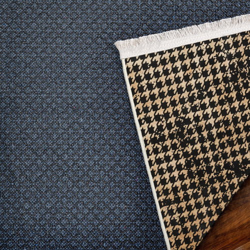 Siyah Kazayağı Modern Etnik Desenli Halı  | Makinada Yıkanabilir | Hav Toz Vermez | Leke Tutmayan | Kaymaz Taban | Dijital Makine Baskı | Salon Yolluk Mutfak Halısı