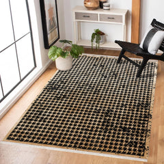 Siyah Kazayağı Modern Etnik Desenli Halı  | Makinada Yıkanabilir | Hav Toz Vermez | Leke Tutmayan | Kaymaz Taban | Dijital Makine Baskı | Salon Yolluk Mutfak Halısı