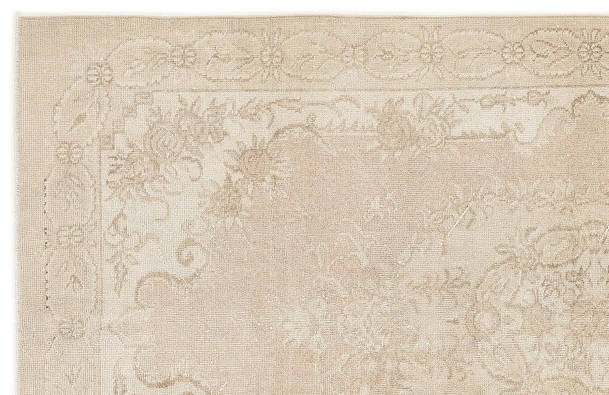 Tirena Bej ve Krem Çiçek Desenli El Dokuma Halı 142x252 cm – detay görünümü