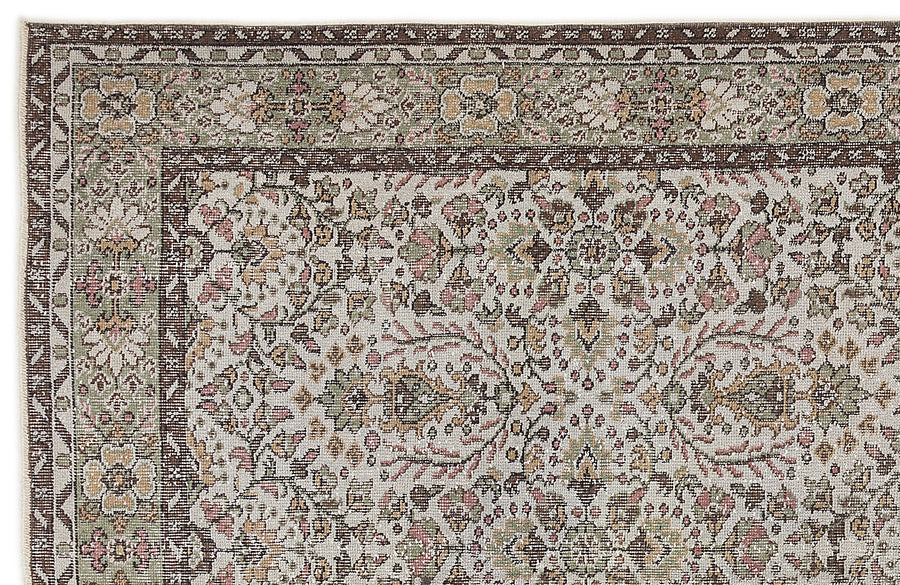 Tirena Bej ve Kahverengi Çiçek Desenli El Dokuma Halı 163x290 cm – detay görünümü