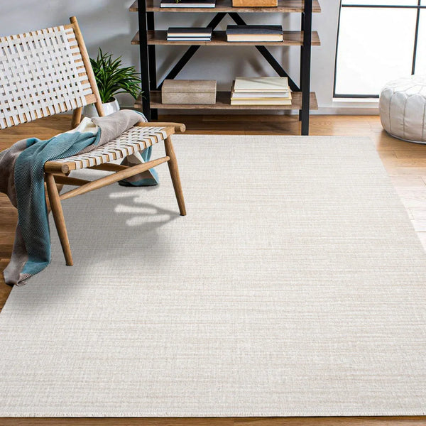 Krem Düz Minimalist Halı - Yıkanabilir - Kaymaz Taban - Pati Dostu