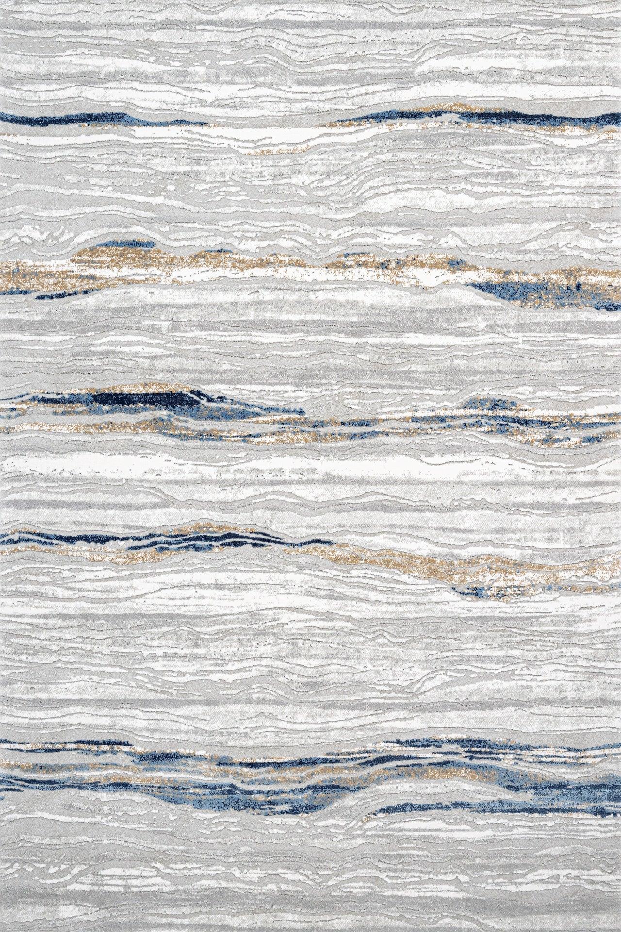 Gri Mavi Minimalist Modern Halı - Yıkanabilir - Kaymaz Taban - Pati Dostu