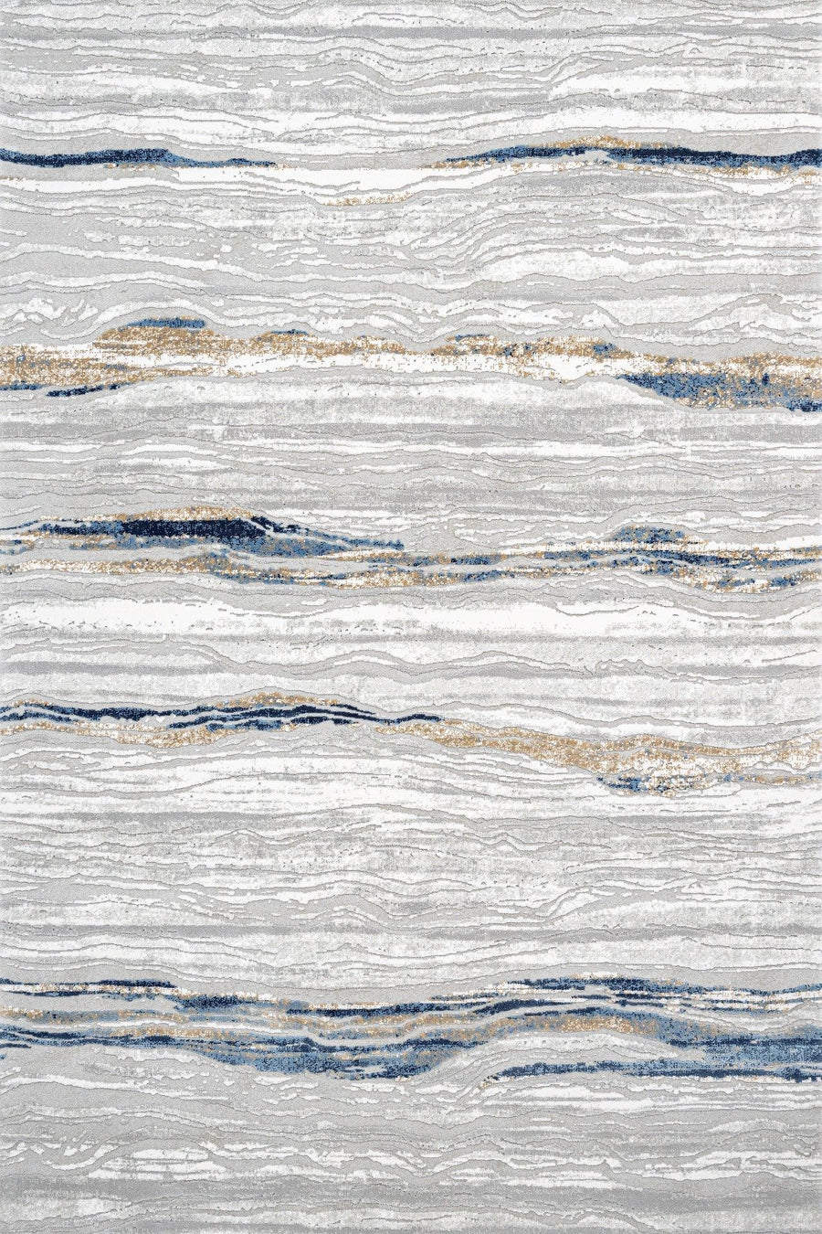 Gri Mavi Minimalist Modern Halı - Yıkanabilir - Kaymaz Taban - Pati Dostu