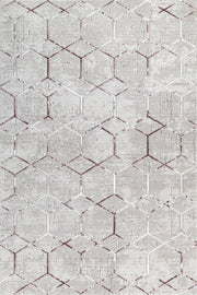 Beyaz Gri Baklava Geometrik Halı - Yıkanabilir - Kaymaz Taban - Pati Dostu