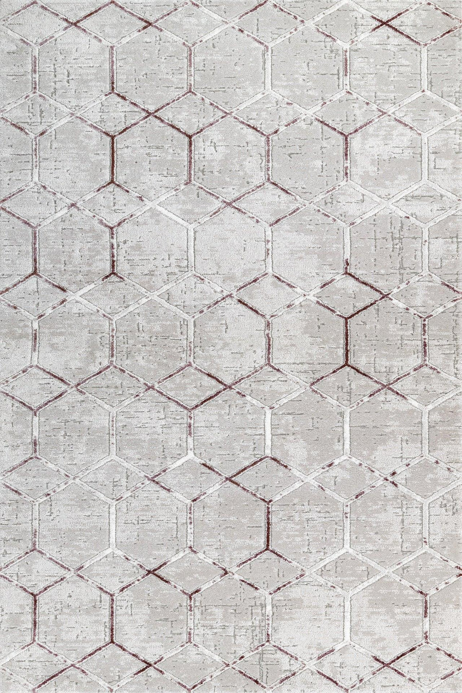 Beyaz Gri Baklava Geometrik Halı - Yıkanabilir - Kaymaz Taban - Pati Dostu