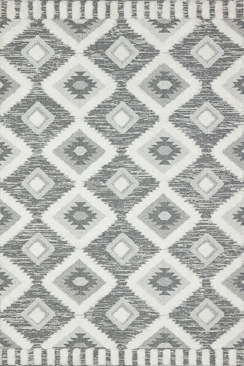 Antrasit Etnik Modern Etnik Desenli Halı  | Makinada Yıkanabilir | Hav Toz Vermez | Leke Tutmayan | Kaymaz Taban | Dijital Makine Baskı | Salon Yolluk Mutfak Halısı