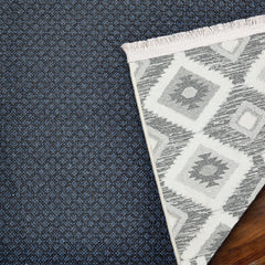 Antrasit Etnik Modern Etnik Desenli Halı  | Makinada Yıkanabilir | Hav Toz Vermez | Leke Tutmayan | Kaymaz Taban | Dijital Makine Baskı | Salon Yolluk Mutfak Halısı