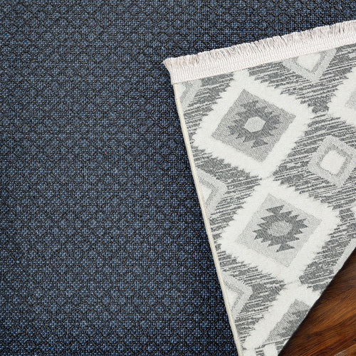 Antrasit Etnik Modern Etnik Desenli Halı  | Makinada Yıkanabilir | Hav Toz Vermez | Leke Tutmayan | Kaymaz Taban | Dijital Makine Baskı | Salon Yolluk Mutfak Halısı