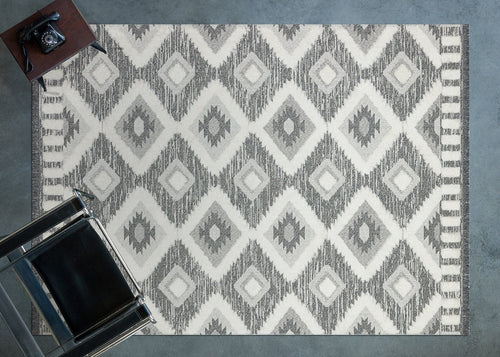 Antrasit Etnik Modern Etnik Desenli Halı  | Makinada Yıkanabilir | Hav Toz Vermez | Leke Tutmayan | Kaymaz Taban | Dijital Makine Baskı | Salon Yolluk Mutfak Halısı