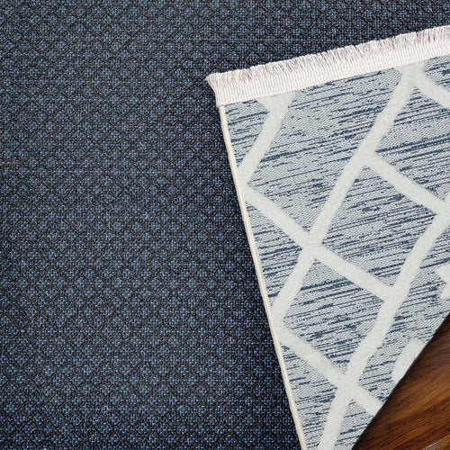 Mavi Etnik Modern Etnik Desenli Halı  | Makinada Yıkanabilir | Hav Toz Vermez | Leke Tutmayan | Kaymaz Taban | Dijital Makine Baskı | Salon Yolluk Mutfak Halısı