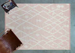 Pembe Etnik Modern Etnik Desenli Halı  | Makinada Yıkanabilir | Hav Toz Vermez | Leke Tutmayan | Kaymaz Taban | Dijital Makine Baskı | Salon Yolluk Mutfak Halısı