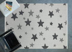 Antrasit Yıldız Modern Etnik Desenli Halı  | Makinada Yıkanabilir | Hav Toz Vermez | Leke Tutmayan | Kaymaz Taban | Dijital Makine Baskı | Salon Yolluk Mutfak Halısı