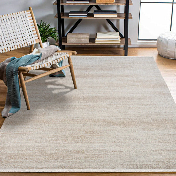 Bej Ekru Düz Minimalist Halı - Yıkanabilir - Kaymaz Taban - Pati Dostu
